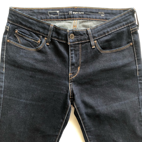 Levi’s Slight Curve Mid Rise Slim Dark Denim Jeans - Picture 5 of 11